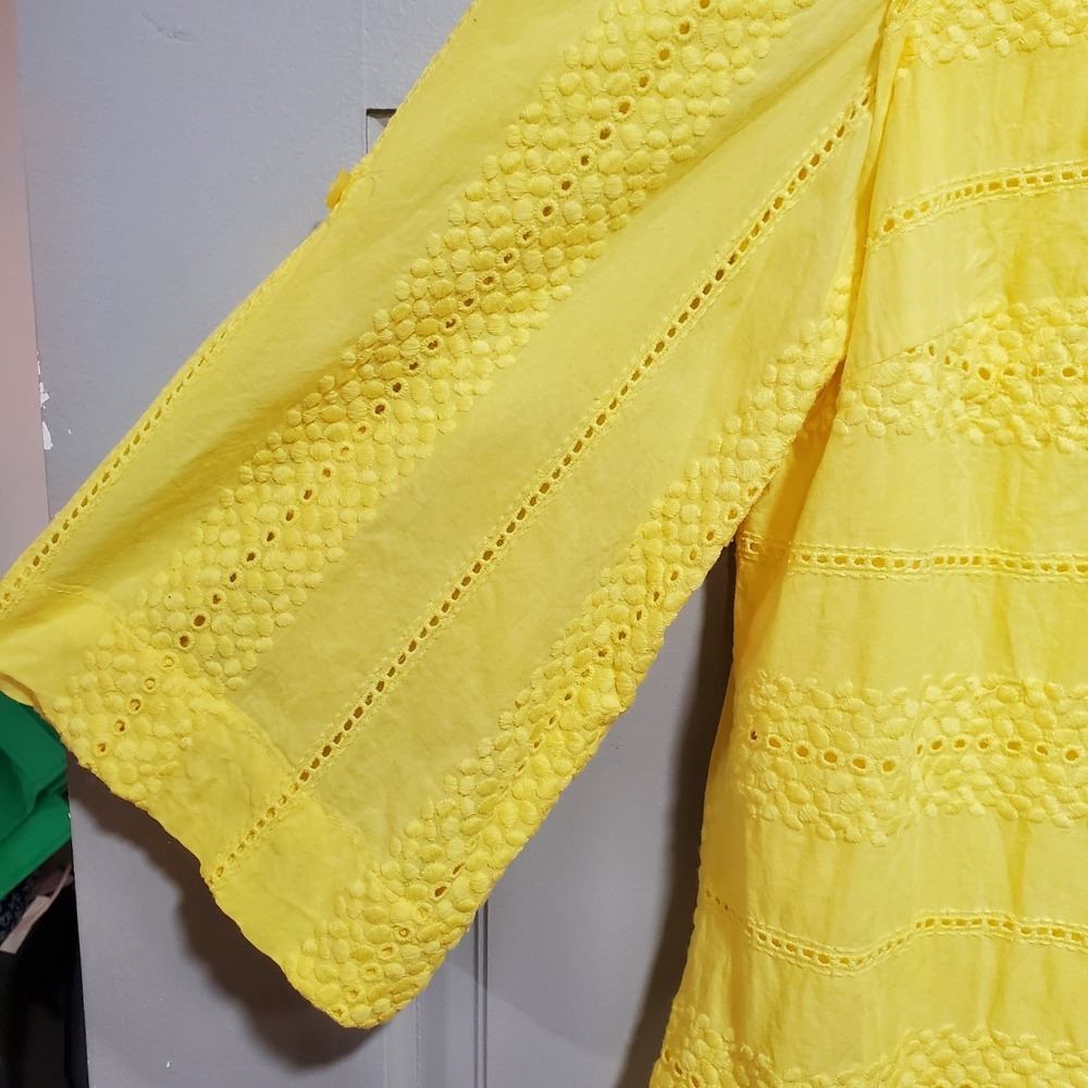 Isaac Mizrahi Live Women Shirt Size medium Boho Summer Embroidered Eyelet Boho - Picture 8 of 14